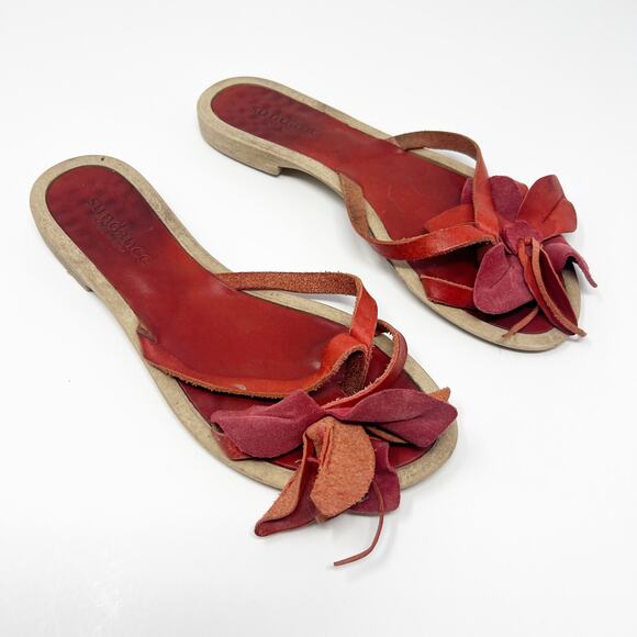 Sundance Sandals Womens Size 37 Slides Leather Boho Chic Beachy Summer Coastal - Picture 1 of 4